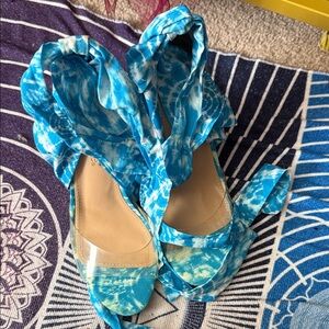 Shoe Dazzle Blue Tie-Dye Espadrilles